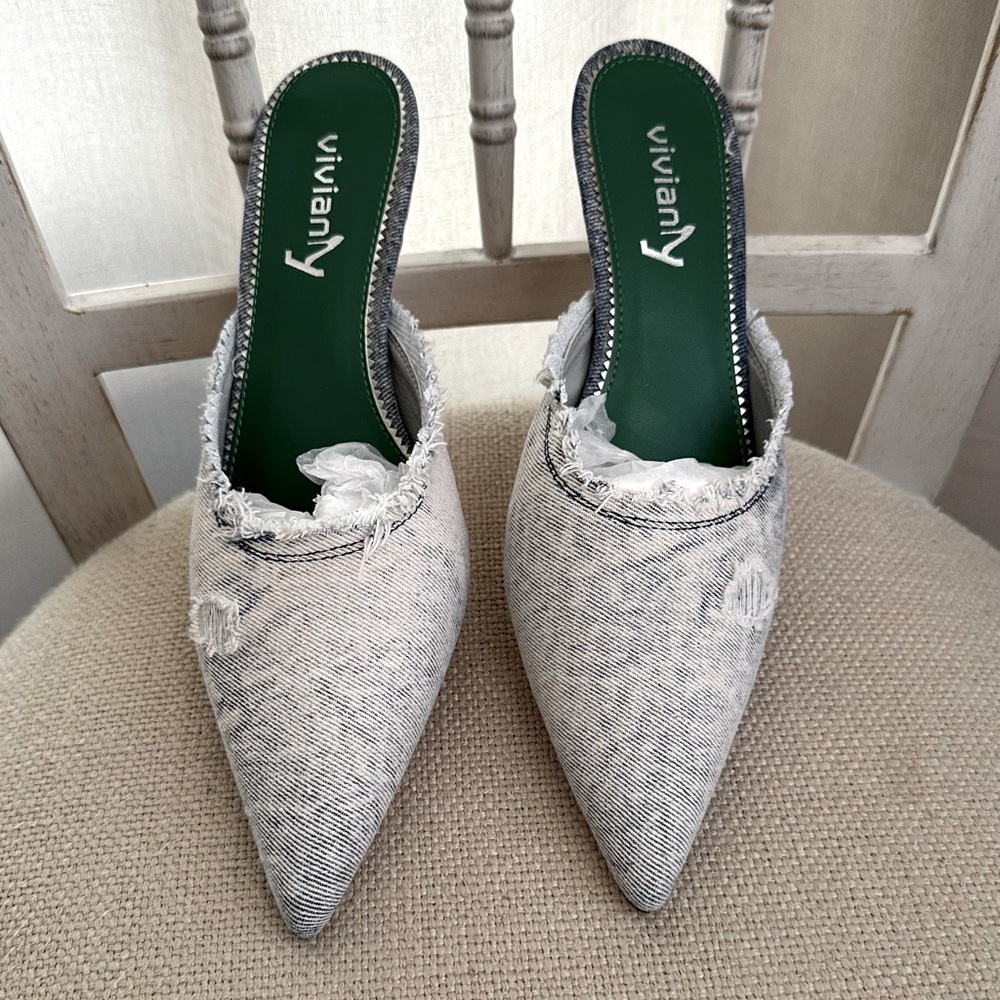 Woman’s Shoes Heels Denim Size 7 NEW
